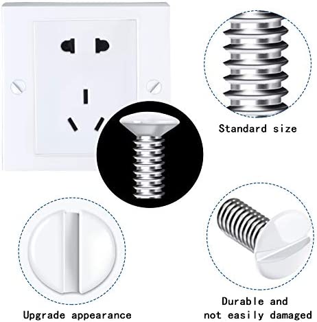 120 Pieces Wall Switch Plate White Screws 5/16 Inch Long 6-32 Thread Switch Cover Metal Panels Screws Oval Head Replacement Socket Screws Milling Slot Screws for Wall Light Switch Panels (White)