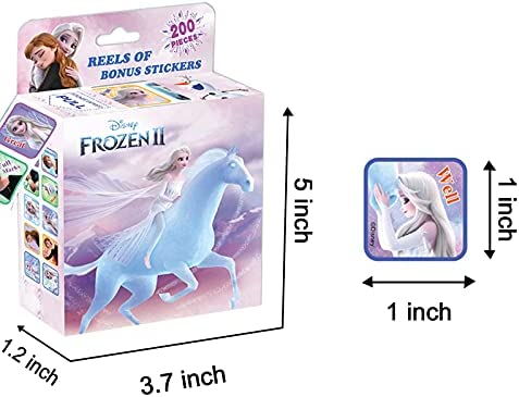 3 Pack Frozen Kids Sticker in 30 Designs,600 Pcs 1-1/2 Inch Self Adhesive Label Roll Stickers for Kids and Teacher(Princess )