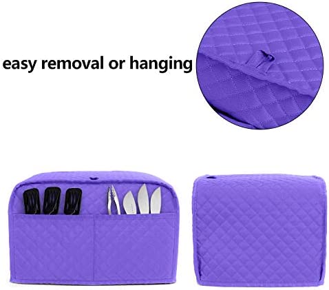 LUXJA 4 Slice Toaster Cover (12.5 x 10 x 8 inches), Toaster Cover with 2 Pockets (Fits for Most Major 4 Slice Toasters), Purple (Quilted Fabric)