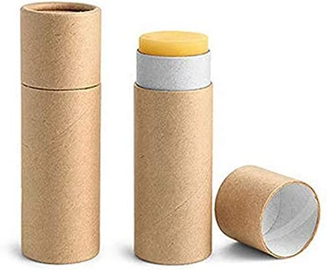 Healthcom 10 Pcs 1 Oz Paperboard Lip Balm Tubes Cardboard Lipstick Tube Kraft Paper Empty Refillable Lip Gloss Containers Chapstick Container Round Paper Solid Perfume Tube for DIY Cosmetic Lotions Deodorant,Brown