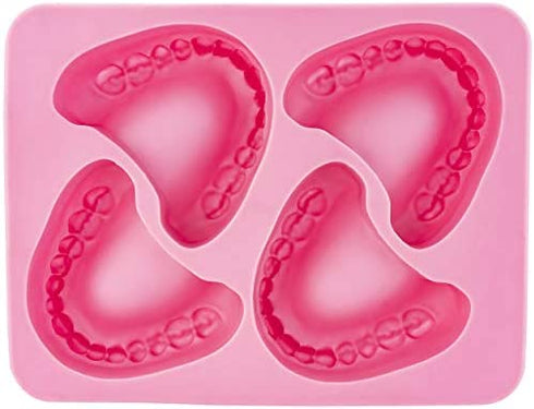 Fairly Odd Novelties FON-10014 Smile Teeth Denture Shaped ICE Tray Mold Perfect Gag or White Elephant Gift for Dentists or Seniors makes 4 Cubes One Size Pink