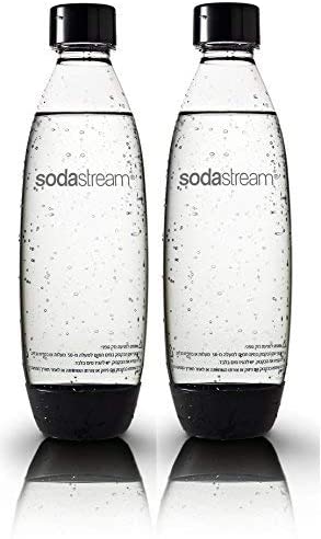 2 Pack Original Sodastream Source BLACK Carbonating Water Bottles 1 Liter BPA-Free / Fits only - Play, Splash, Source, Power, Spirit and Fizzi soda makers