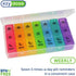 Ezy Dose Weekly (7-Day) Pill Organizer, Vitamin and Medicine Box, X-Large Pop-Out Compartments, 3 Times a Day, Rainbow Lids with Case