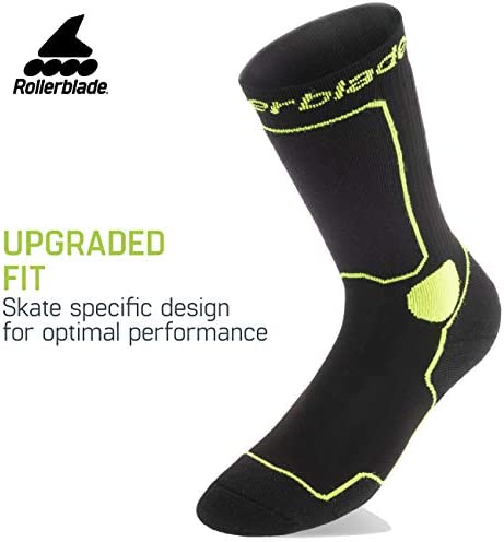 Rollerblade Performance Women's Socks, Inline Skating, Multi Sport, Black and Pink, Size Large