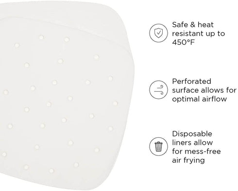 Chefman Disposable Air Fryer Liners, Heat-Resistant Parchment Paper for Baskets, 100 Pack, 8X 8? Square