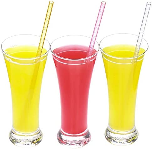 Dakoufish 11 Inch Reusable Tritan Plastic Straws, Replacement Glitter Sparkle Drinking Straws for 24 oz-40 oz Mason Jars/Tumblers,Dishwasher safe,Set of 12 with Cleaning Brush(6color,11inch)