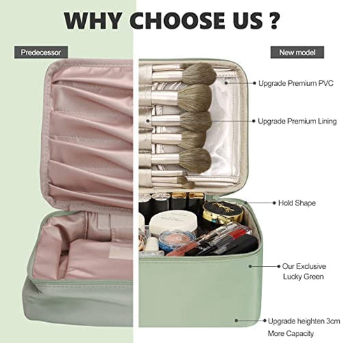 Pocmimut Makeup Bag Cosmetic Bag for Women Cosmetic Travel Makeup Bag Large Travel Toiletry Bag for Girls Make Up Bag Brush Bags Reusable Toiletry Bag(Green)