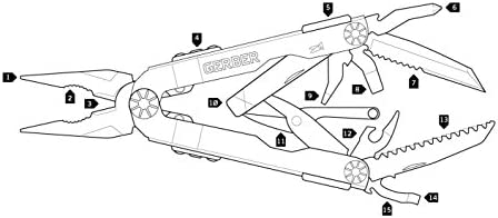Gerber Gear 22-01545NN Diesel Needle Nose Pliers Multitool, Black