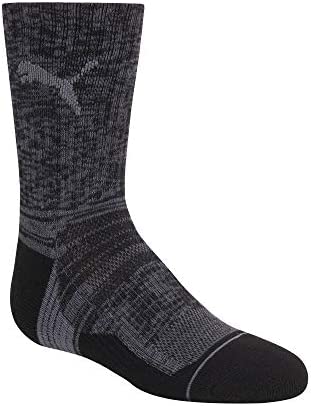 PUMA Boys' Little 6 Pack Crew Cut Socks, Black, 7-8.5