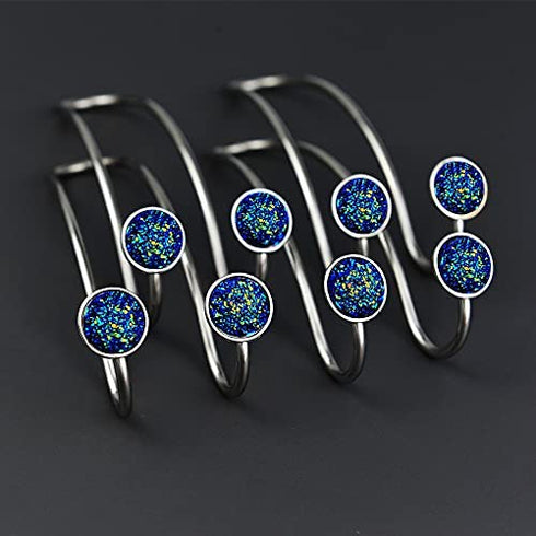 4 Pack Bling Bling Car Hooks, Universal Car Headrest Hooks, Strong Stainless Steel Car Seat Headrest Hanger Hooks for Purses & Grocery Bags (Blue)
