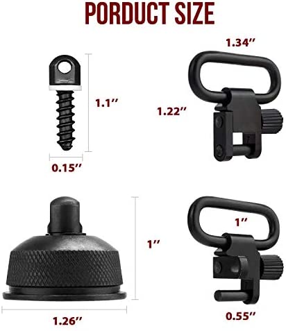 Braudel Quick Detachable Sling Swivel Cap Set with 1" Quick Release Tri-Lock Swivels for Remington 870 12 GA
