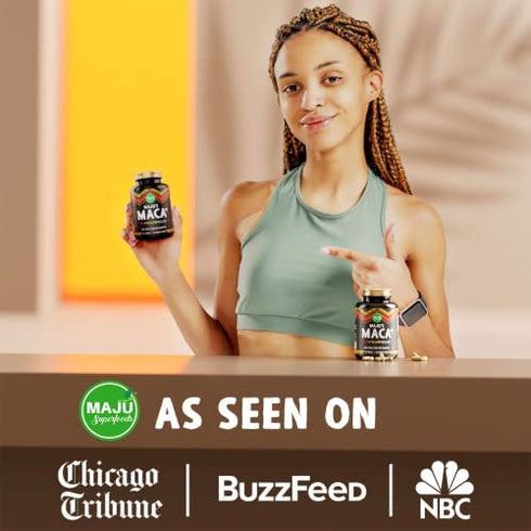 Strong Organic Maca Capsules 60,000 MG Bottle + Black, Yellow, Red Root, w/ Black Pepper Extract for Absorption, Roots Grown in Peru, Peruvian Powder, Men & Women Supplement