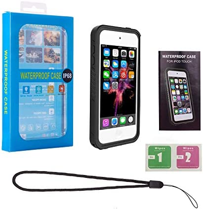iPod 5 iPod 6 iPod 7 Waterproof Case, Re-Sport Shockproof Dustproof Snowproof Full-Body Protective Case Cover Built-in Screen Protector Compatible iPod Touch 5th/6th/7th - Black