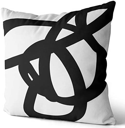 KELEMO Home Set of 2 Pillow Case Black White Abstract Art Modern Throw Pillow Covers Cushion Decorative Pillowcase Square 24 x 24 Inches