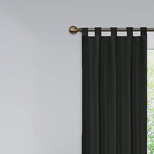 PAIRS TO GO Montana Modern Decorative Tab Top Window Curtains for Bedroom or Living Room (2 Panels), 30" x 63", Black