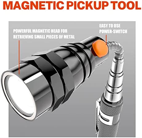 Gifts for Men Telescoping Flexible Magnetic Pickup Tool With 3 Super Bright Led Lights, Gifts for Dad, Father, Husband, Handy Men or Women, Birthday Gifts Idea, 1 Pack