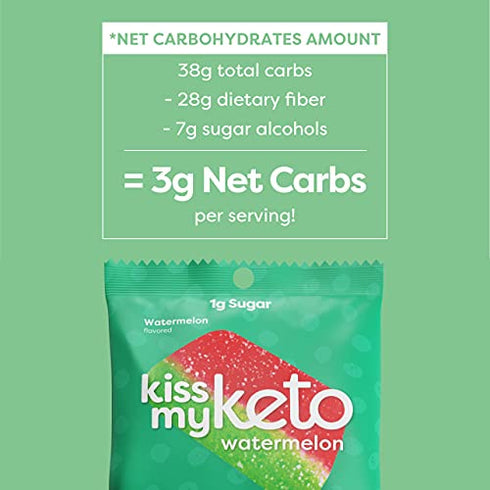 Kiss My Keto Gummies Candy – Low Carb Watermelon Candy Gummy, Keto Snack Pack – Healthy Candy Gummys – Vegan Candy, Keto Gummy Candy – Keto Candy Gummies (6-pack)