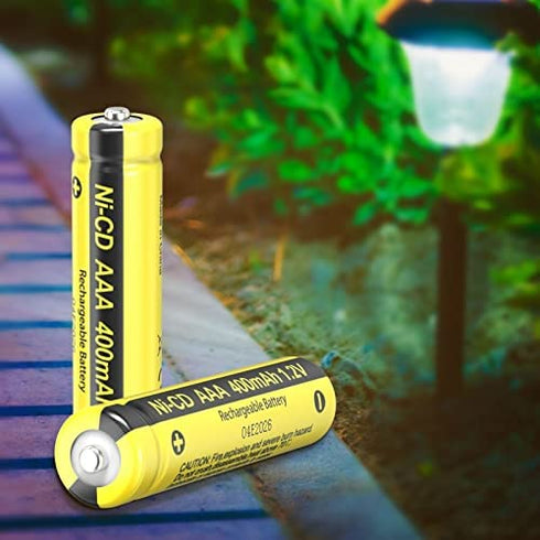 AAA Battery NiCd 1.2V Rechargeable Batteries for Garden Landscaping Solar Lights (10pc)