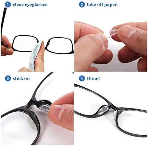 Eyeglass Nose Pads, Soft Silicone Adhesive Air Chamber Glasses Nose Pads, 3.5mm Heighten Nose Pads for Plastic Frames, 12 Pairs (Clear)