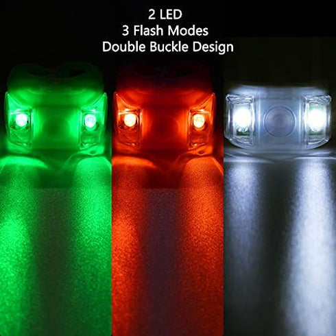 Mudder 4 Pieces Boat Bow Lights LED Boat Navigation Lights with 5 Pieces Button Batteries for Boat Kayak Pontoon Hovercraft Yacht Motorboat Bike Hunting Night Running Fishing (Red, Green, White)