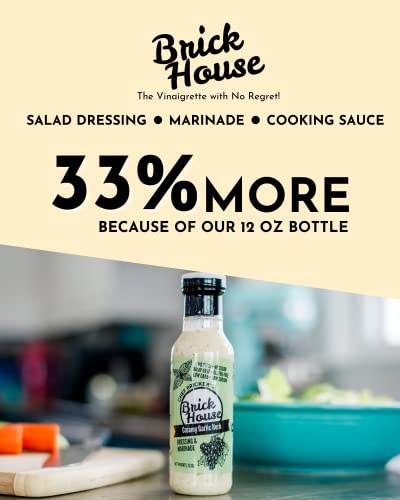 CREAMY GARLIC HERB Sugar Free Salad Dressing with Organic Stevia Leaves. A Light Ranch Dressing Alternative! Low Sodium, Paleo, Low Carb Keto Salad Dressing & Marinade by Brick House Vinaigrettes.