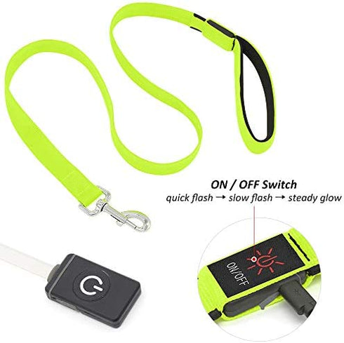 Illumifun LED Dog Leash, USB Rechargeable Pet Leash Glow in The Dark, 47.2inch Nylon Light Dog Leash for Your Dog Walking at Night (Green)