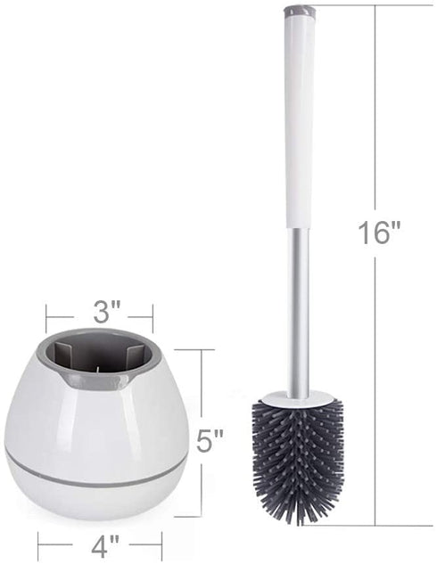 BOOMJOY Toilet Brush 2 Packs, Toilet Bowl Brush with Holder, Silicone Toilet Brush Set Cleaner, Bathroom Cleaning Kit with Tweezers - White