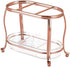 mDesign Decorative Makeup Brush Storage Organizer Tray Stand for Bathroom Vanity Counter Tops, Dressing Tables, Cosmetic Stations - 3 Sections with Removable Bottom Tray - Rose Gold/Clear
