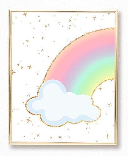 Brooke & Vine Unicorn Rainbow Little Girls Room Wall Decor Art Prints - (UNFRAMED 8 x 10) - Inspirational Kids Children’s Tween Posters for Home, Birthday Party, Bedroom, Bathroom, Playroom (Unicorn Rainbow)