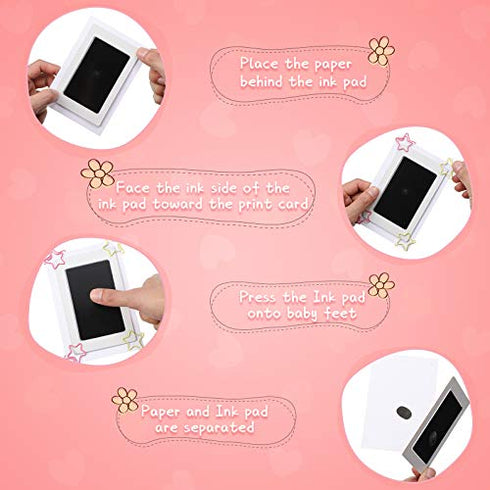 23 Piece Large and Medium Inkless Keepsake Ink Pad Kit Include 5 Clean Touch Ink Pads 10 Imprint Card and 8 Star Shaped Paper Clips Pet Paw Inkless Print Kit Great for Family Keepsake Newborn Registry