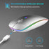 TENMOS Wireless Bluetooth Mouse, LED Slim Dual Mode (Bluetooth 5.1 + USB) 2.4GHz Rechargeable Silent Bluetooth Wireless Mouse with Type C Adapter for Laptop/MacBook/iPad OS 13 and Above (Silver)