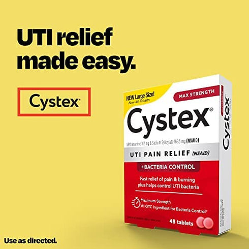 Cystex UTI Pain Relief, Maximum Strength, Relieves Pain & Urgency of Urinating, 48 Count