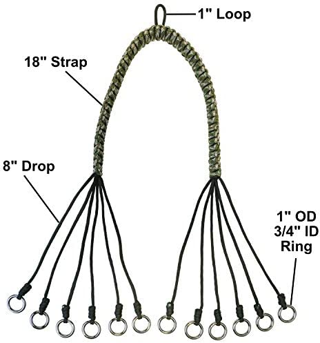 DynoGoods Game Carrier, Duck Carrier, 12 Drops, Slip Ring - Bird Tote, Waterfowl Game Carrier, Goose Hanger, Game Tote, Paracord