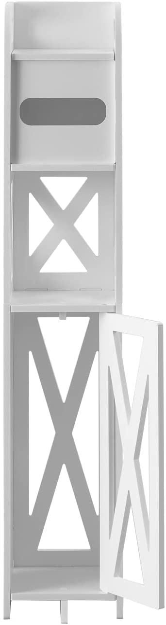 Toilet Paper Stand,Toilet Paper Holder Stand Behind Toilet Storage for Restroom Cabinet,Bathroom Storage Cabinet with Toilet Paper Holder Insert,Bathroom Stand for Small Space,White by J JINXIAMU