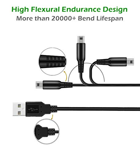 2 Pcs 3.9ft USB Charger Cable Compatible with Nintendo 3DS/ 2DS, Play and Charge Charging Cord Compatible with Nintendo New 3DS XL/New 3DS/ New 2DS XL/New 2DS/ 2DS XL/ 2DS/ DSi/DSi XL with 2 Stylus