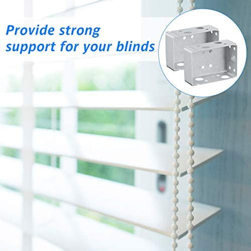 6 Pcs Blind Brackets 2 Inch Low Profile Box Mounting Bracket White Color Window Blinds Headrail Bracket