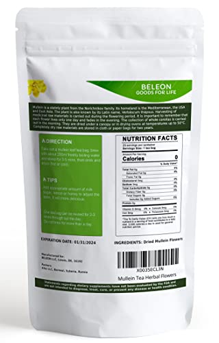 Mullein Tea Bags For Lungs - Herbal Tea Mullein Leaf of Flowers - 100% Pure Natural - 2g X 25 Tea Bags