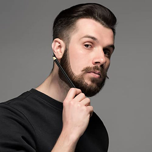 6 Pieces Barber Pencil Set 4 Barber Pencils with Built-in Sharpener and 2 Barber Blade Cleaning Brushes Hairline Outline Pencils Trimmer Clipper Brushes for Me (Black, White, Dark Brown, Light Brown)