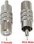Coax to RCA Adapter, 2-Pack F Female to RCA Male Convertor, Coaxial Cable Connector for Subwoofer, Receiver, Game Console, TV, Monitor
