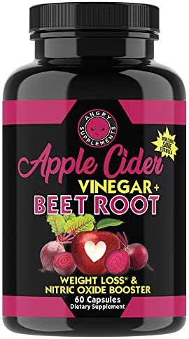 Angry Supplements Apple Cider Vinegar + Beet Root Capsules, Detox Pills, Nitric Oxide + Energy Booster (2-Bottles)