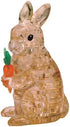 BePuzzled Original 3D Crystal Jigsaw Puzzle - Rabbit with Carrot Animal Assembly Brain Teaser, Fun Model Toy Gift Decoration for Adults & Kids Age 12 & Up, 43Piece (Level 2)