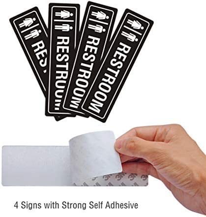Self-Adhesive Unisex Restroom Sign for Bathroom Toilet Door or Wall Decor, Metal Signs for Business Office and Home, Rust Free Fade Resistant (4 Pack 7 x 2 inches)