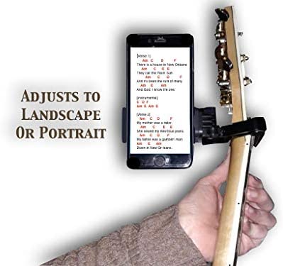Smart-Po Smartphone Guitar Capo | Android and iPhone Compatible Dock Headstock Neck Clamp | Cell Phone Holder Aid Musicians | Electric or Acoustic Guitars