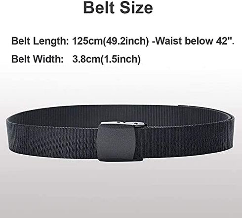 WYUZE 2 Pack/ 3 Pack Nylon Belts for Men, No Metal Military Belt Web 1.5" Adjustable Casual Belt with Plastic Buckle