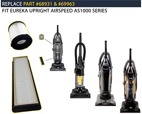GoldTone Replacement Vacuum Filters Fit Eureka AS1000 Series Upright Air Speed Vacuum Cleaner Replaces Eureka EF-6 and DCF-21 Part No. 67821, 68931, 68931A, EF91, EF-91, EF-91B (Combo Pack)