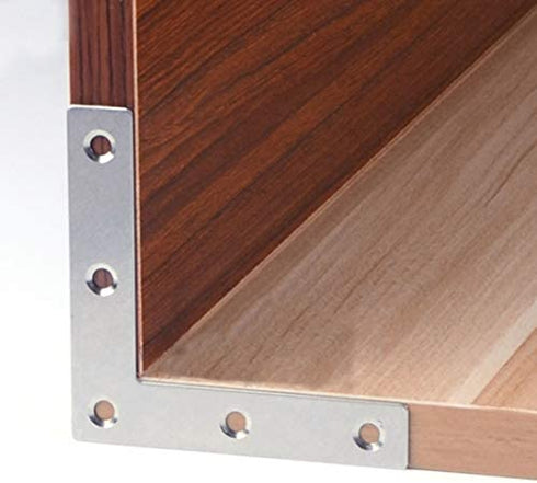 Flat L Shaped Corner Bracket, Tiberham 10 Pcs 80 x 80 mm Stainless Steel Right Angle Corner Brace Repair Plate, Heavy Duty Furniture Fastener Joint Corner Connector for Wood Shelf Cabinet Table Chair