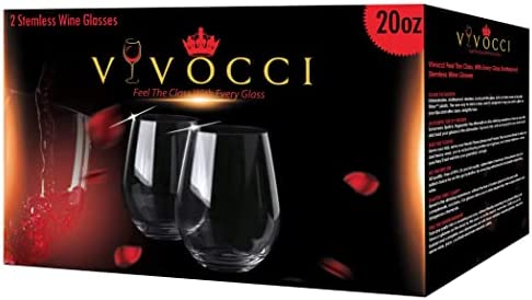 Vivocci Unbreakable Elegant Plastic Stemless Wine Glasses 20 oz | 100% Tritan Heavy Base | Shatterproof Glassware | Ideal For Cocktails & Scotch | Perfect For Homes & Bars | Dishwasher Proof, Set of 2