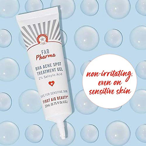 First Aid Beauty FAB Pharma BHA Acne Spot Treatment Gel 2% Salicylic Acid, Treatment for Breakouts, Whiteheads, Blackheads and Acne Blemishes