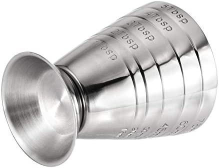 Homestia Measuring Cup Cocktail Jigger Stainless Steel Graduated Cup for Liquid or Dry Mini Espresso Shot Glass Up to 2.5oz, 5Tbsp, 75ml, Silver