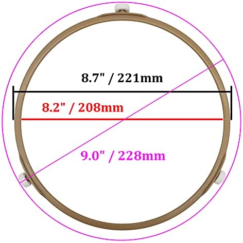 Microwave Glass Turntable Plate Roller Support Wheel Ring, Wheels Height 0.59" / 15mm, Outer Diamater 8.7" / 221mm - 2Pcs